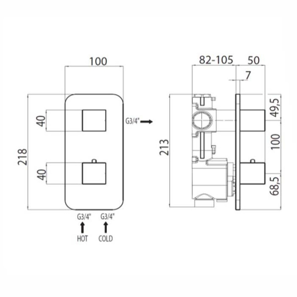 смеситель с термостатом bossini rectangular z033202.030 хром