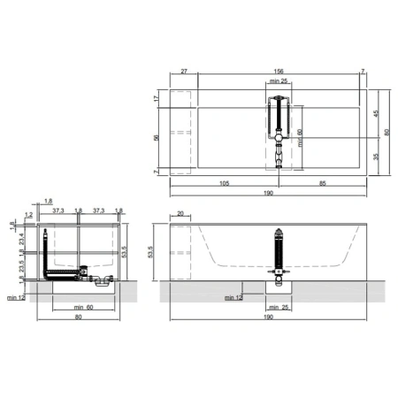 ванны из материала corian 190 см antonio lupi biblio biblio45 rovere naturale белая/дуб натуральный