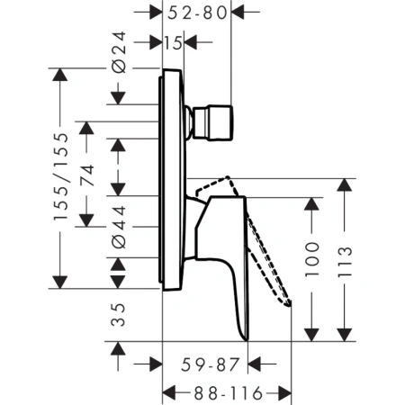 смеситель для ванны hansgrohe talis e 71745340