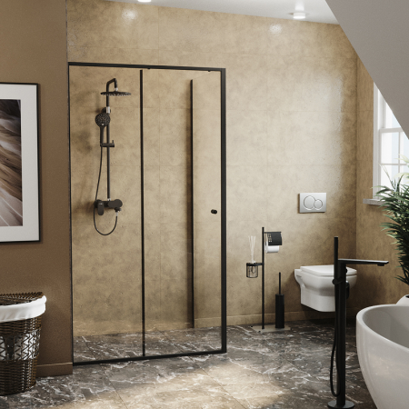 Душевой уголок WasserKRAFT Dill 61S15 110x90 см, профиль черный матовый, стекло прозрачное