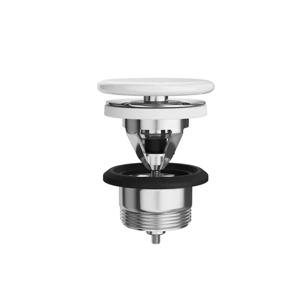 донный клапан kerama marazzi drr.2/wht для раковины, с переливом, глянцевый белый