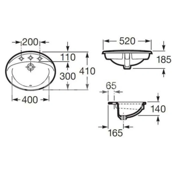 раковина встраиваемая roca adora 52 см, 327204000