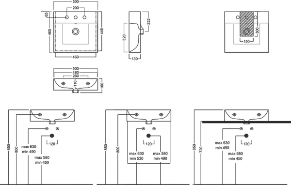 раковина hatria bahia_13 bh0500465011ts0 50x46 см