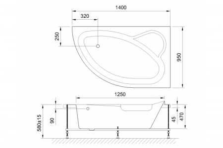 акриловая ванна royal bath alpine de luxe 140x95 rb819103dl-r с гидромассажем