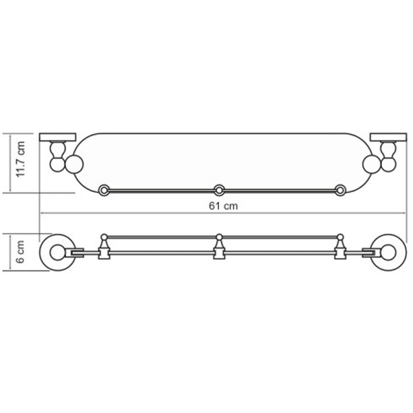Полка стеклянная WasserKRAFT Diemel K-2244 цвет хром