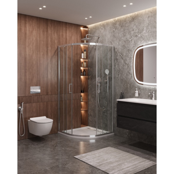 душевой уголок cezares molveno r-2 80х80 профиль хром стекло прозрачное