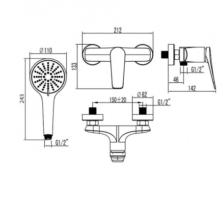 смеситель для душа lemark bronx lm3703gm графит