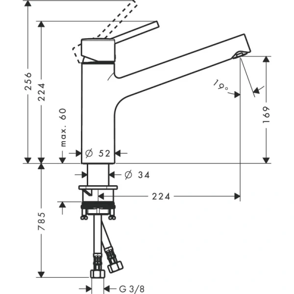 смеситель для кухни hansgrohe talis m52 32857000, хром