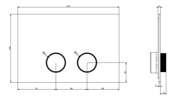 клавиша для инсталляции gessi anello 54629#707 для унитаза, для бачков tece (teceprofil, tecebox), black metal brushed pvd