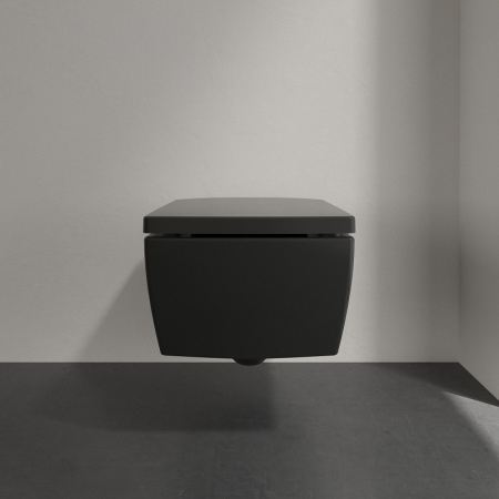 унитаз villeroy&boch memento 2.0 4633r0r7 подвесной, безоботквый, без сиденья, pure black с ceramicplus