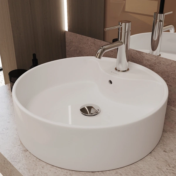 раковина aqueduto espiral esp0610 накладная, круглая, с 1 отв., ø46xh15.5 см, белый