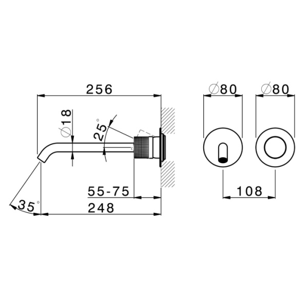 cisal x32 смеситель для раковины, встраиваемый, цвет: brushed stainless steel