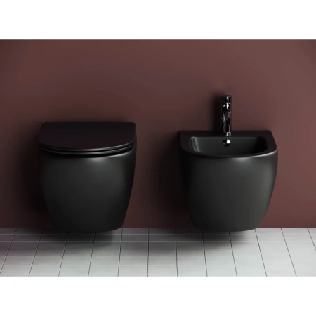 унитаз ceramicanova metropol cn4002mb подвесной, с сиденьем микролифт, черный