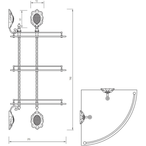 Стеклянная полка Migliore Cleopatra 16668 угловая, цвет хром