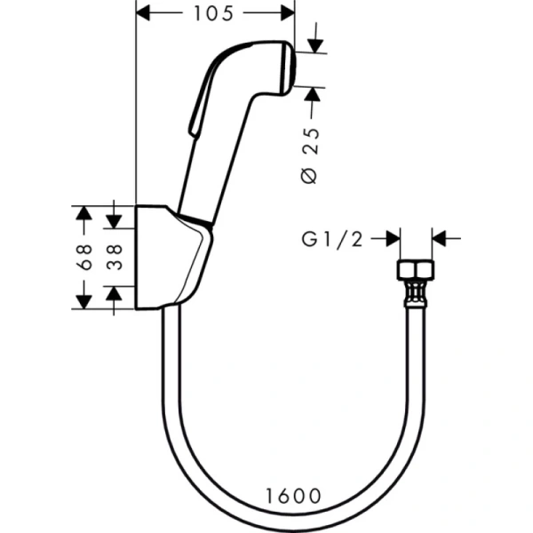 гигиенический душ, со шлангом 1,6 м и держателем, ½’ hansgrohe 32122000