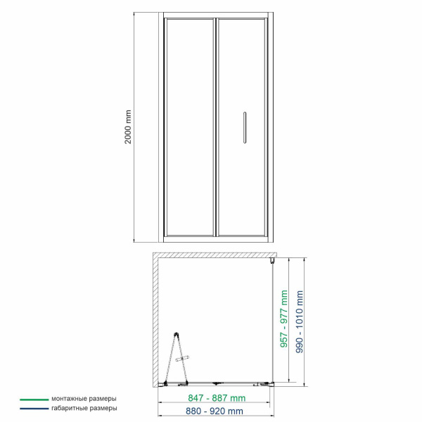 душевой уголок wasserkraft weser 78f 78f18, 90х100х200 см, профиль серебристый, стекло прозрачное