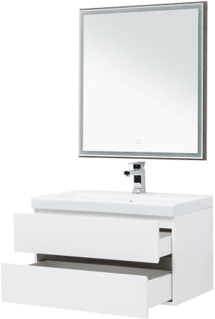 мебель для ванной aquanet беркли 80 белый/дуб рошелье (зеркало дуб рошелье)