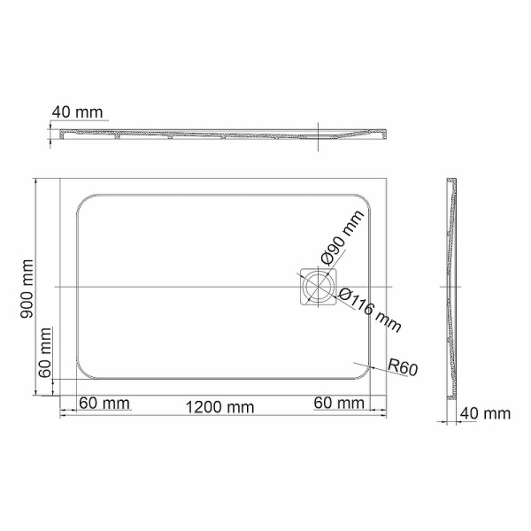 душевой поддон из искусственного камня wasserkraft rhin 120×90 44t07 белый матовый