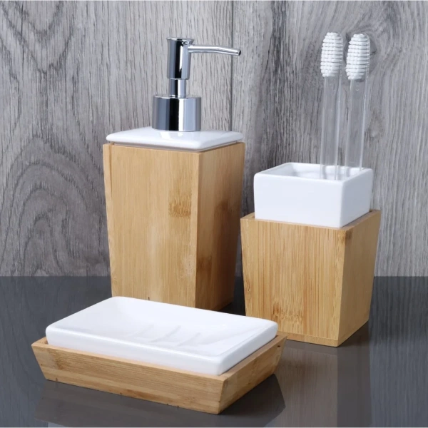 Мыльница Fixsen Wood FX-110-4 настольная, белый/коричневый