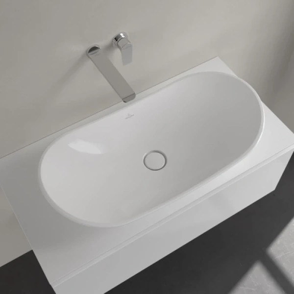 раковина villeroy & boch my nature 411080r1 накладная, 81x41 см, альпийский белый с покрытием ceramicplus
