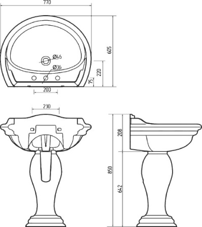раковина подвесная 77 см migliore milady ml.mld-25.773.d2