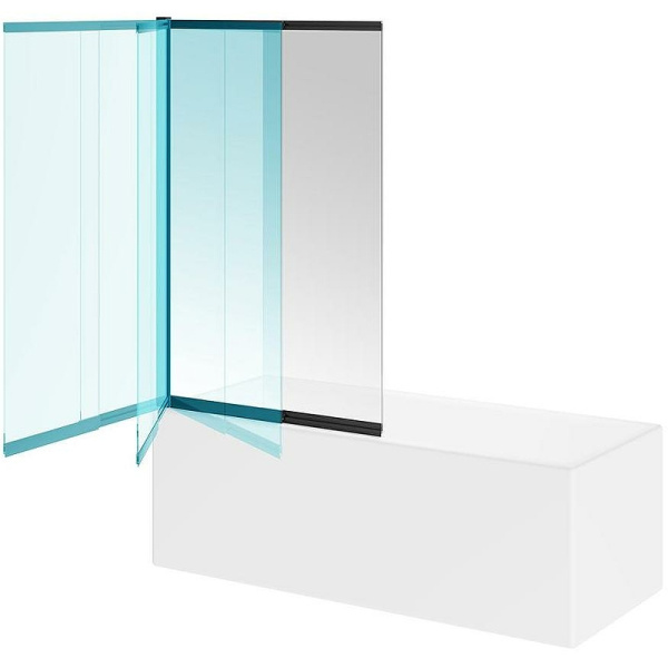 шторка на ванну kerama marazzi vetro 100 ve.100.bsd.blk.m профиль черный матовый, стекло прозрачное