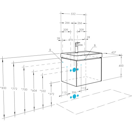тумба с раковиной белый глянец/белый матовый 55 см акватон асти 1a2631k0ax2b0