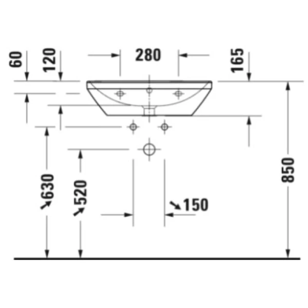 раковина подвесная 60 см duravit d-neo 2366600000, белая