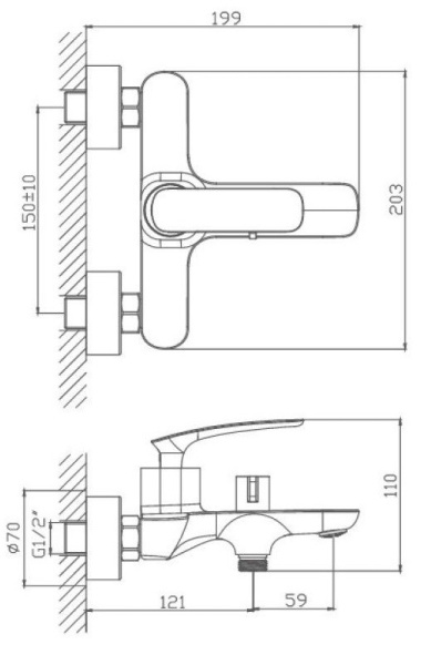 смеситель для ванны haiba hb60616 цвет хром