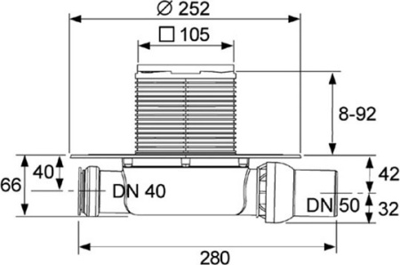трап для душа tece drainpoint s110 3601100 низкий горизонтальный с декоративной решеткой с фланцем
