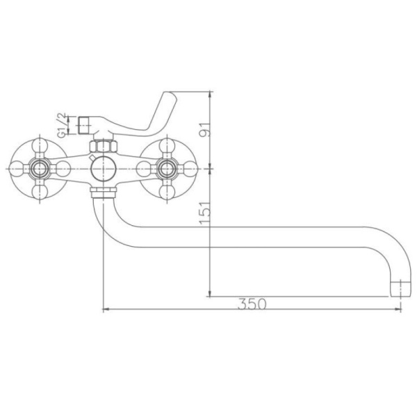 смеситель для ванны haiba hb2619-5 универсальный, цвет сатин