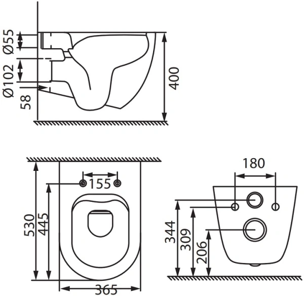 унитаз подвесной allen brau reality 4.32006.an безободковый, без сиденья, цвет антрацит