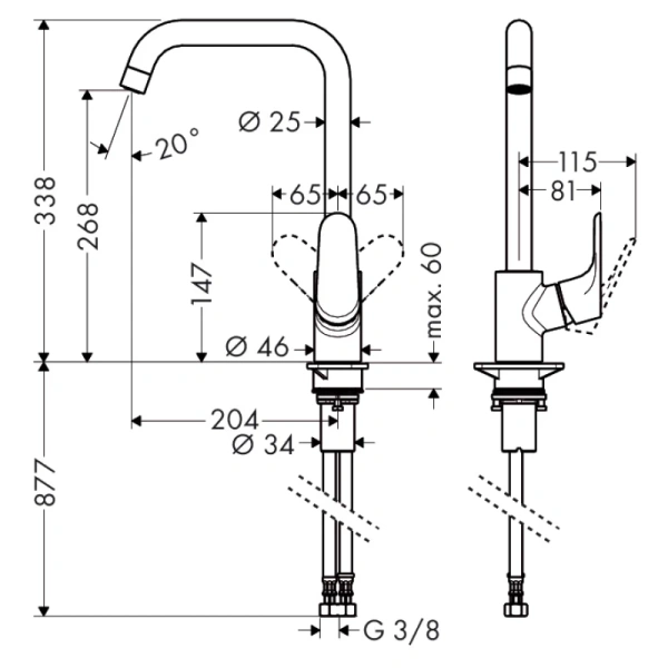 смеситель для кухни hansgrohe focus m41 31820000