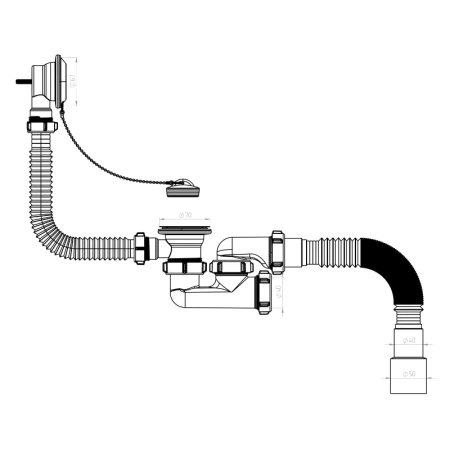 слив-перелив для ванны niagara v255-tl 50 мм, хром