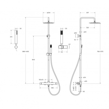 душевая система belbagno uno uno-docm-crm хром