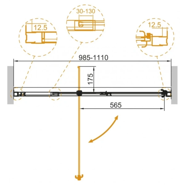 душевая дверь cezares variante b-1 110 хром