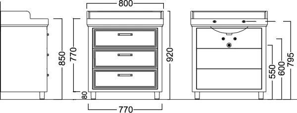 тумба под раковину kerama marazzi pompei 80 черная, с 3 ящиками