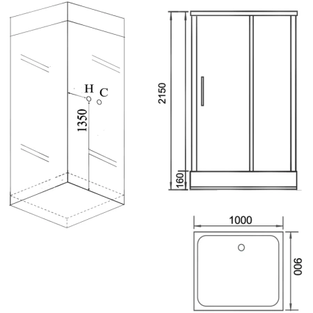 душевая кабина grossman 100х90 gr266 без гидромассажа