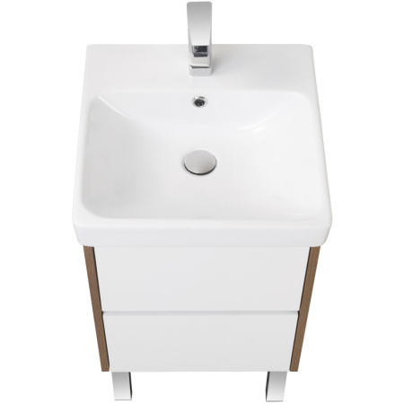 тумба с раковиной белый глянец/дуб рустикальный 45 см акватон сканди 1a2516k0sdz90