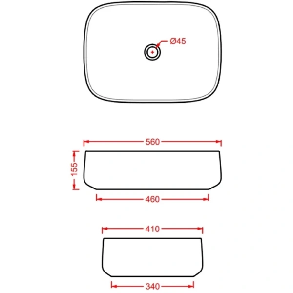 раковина artceram cognac quadro col009 41 00 накладная, без отв., без перелива, на столешницу, saniglaze, 56x41xh15.5 см, matera
