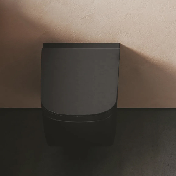 унитаз подвесной безободковый hatria next a0y1f102, без сиденья, черный матовый