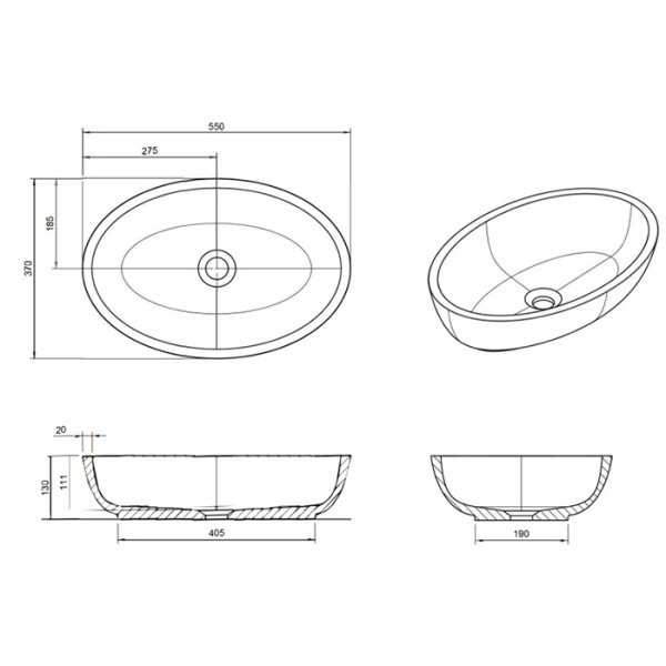 раковина накладная 55x37 см knief oval shape 70201040., цвет: rubin # 040