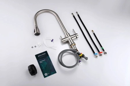 смеситель для кухни paulmark lange la214212-ni с подключением к фильтру, цвет никель