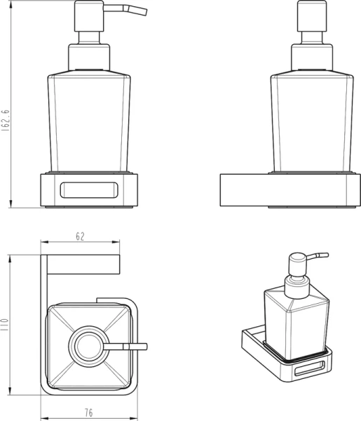 Дозатор для мыла Boheme Q 10957-SGM Оружейная сталь глянцевая