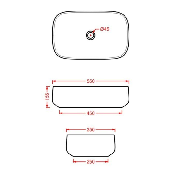 раковина artceram cognac quadro col008 05 00 накладная, без отв., без перелива, на столешницу, saniglaze, 55x35xh15.5 см, белый матовый