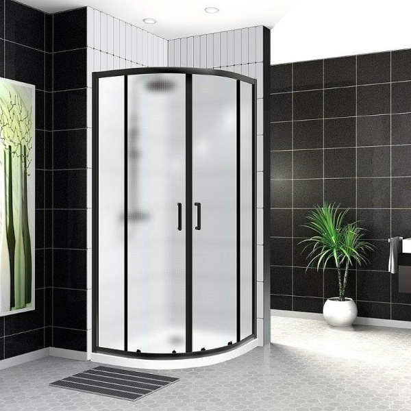 душевой уголок belbagno uno 90х90 uno-195-r-2-90-p-nero профиль черный матовый стекло рифленое