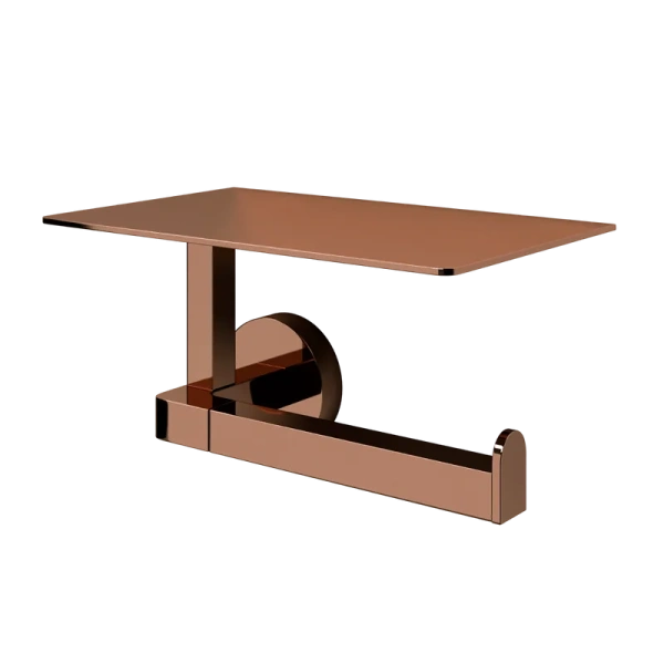 Держатель туалетной бумаги Wasserkraft Asphe 77725 с полкой для телефона, розовое золото