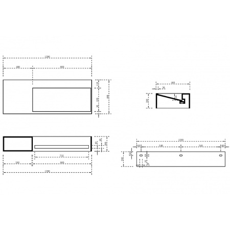 раковина abber stein 120 l as2640-1.2 l белая матовая