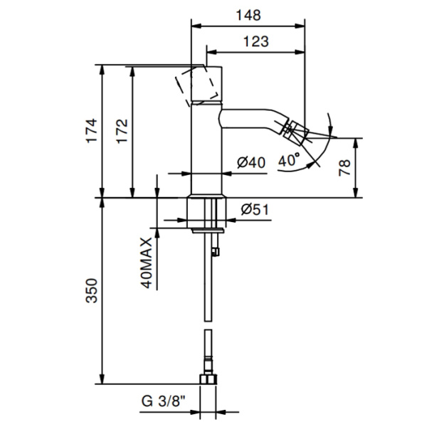 смеситель для биде fantini nostromo 50 p5 e908wf цвет matt gun metal pvd