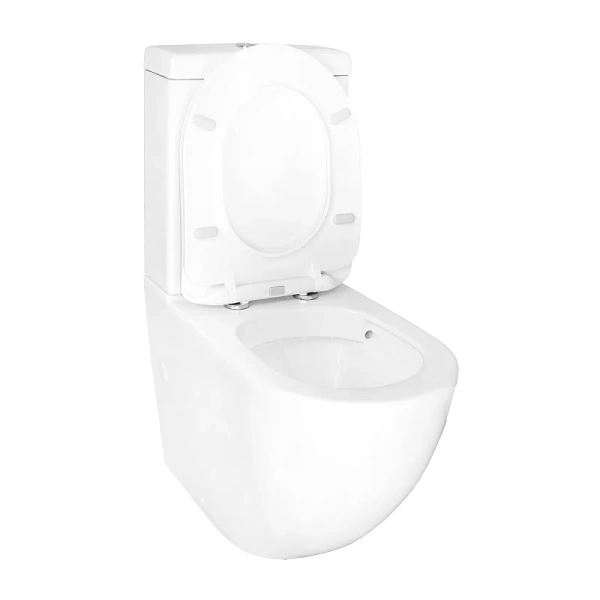 унитаз компакт azario renda az-8693 глянцевый белый напольный, безободковый, с бачком и сиденьем микролифт, 61.5х36.5х84 см, белый